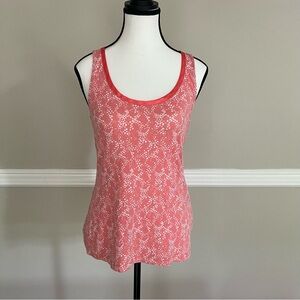 Trending Banana Republic Y2k Luxe Touch Tank Top Floral Coral Satiny Trim